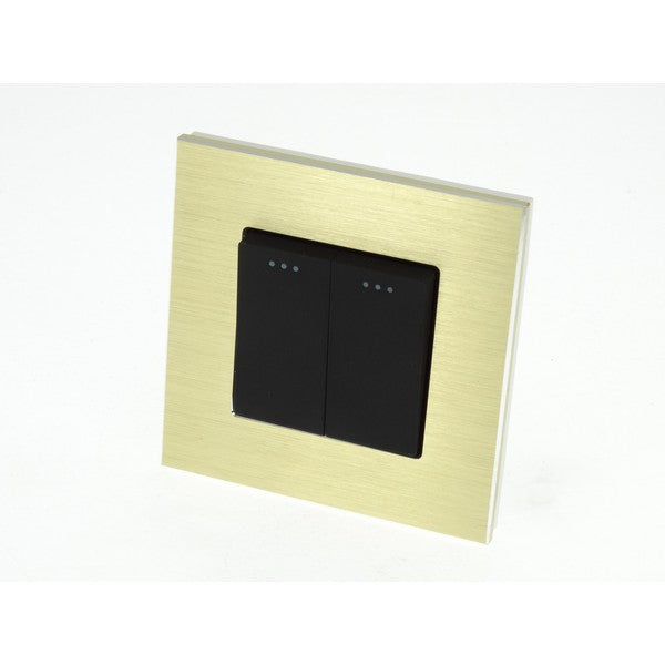 I LumoS Luxury Gold Brushed Aluminium Frame & Black Insert Mechanical Rocker Wall Light Switches