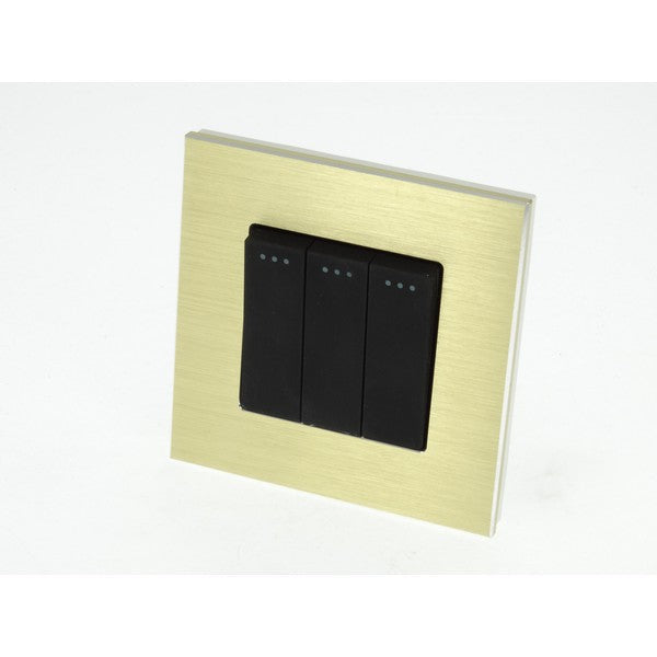 I LumoS Luxury Gold Brushed Aluminium Frame & Black Insert Mechanical Rocker Wall Light Switches