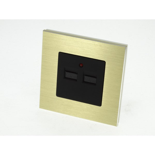 I LumoS Luxury Gold Brushed Aluminium Double 2.1A USB Single Socket Charger