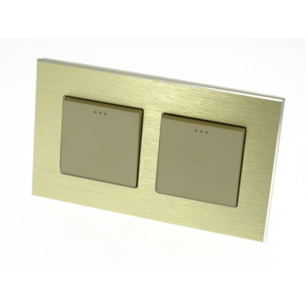 I LumoS Luxury Gold Brushed Aluminium Frame & Gold Insert Mechanical Rocker Wall Light Switches