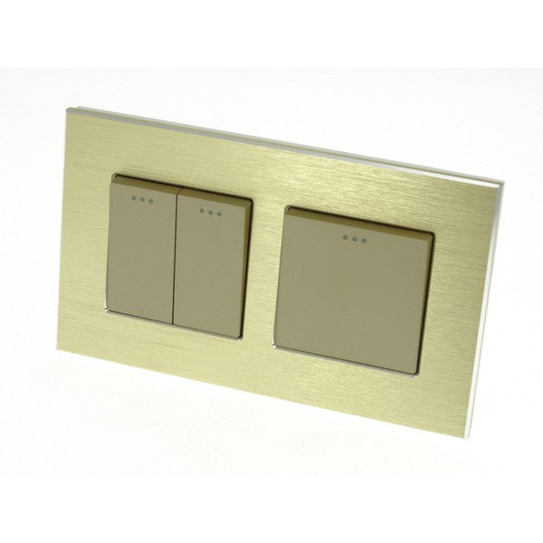 I LumoS Luxury Gold Brushed Aluminium Frame & Gold Insert Mechanical Rocker Wall Light Switches