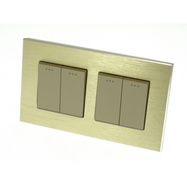 I LumoS Luxury Gold Brushed Aluminium Frame & Gold Insert Mechanical Rocker Wall Light Switches