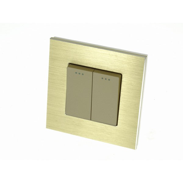 I LumoS Luxury Gold Brushed Aluminium Frame & Gold Insert Mechanical Rocker Wall Light Switches