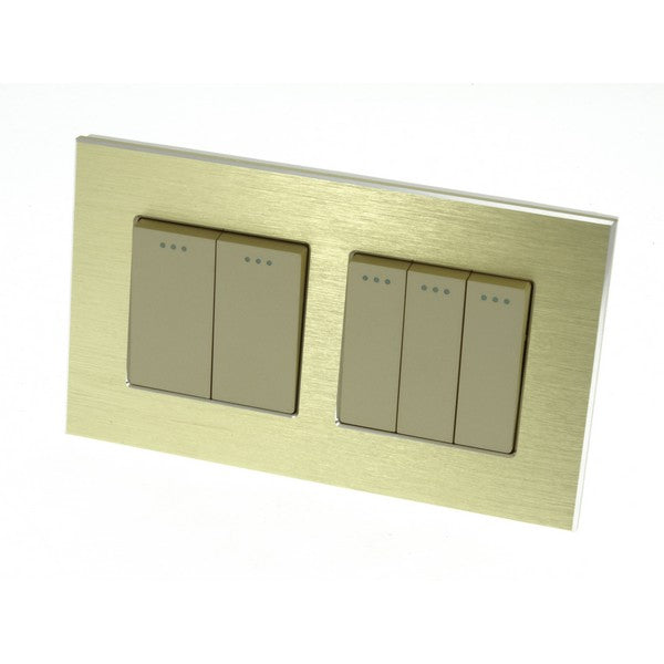 I LumoS Luxury Gold Brushed Aluminium Frame & Gold Insert Mechanical Rocker Wall Light Switches