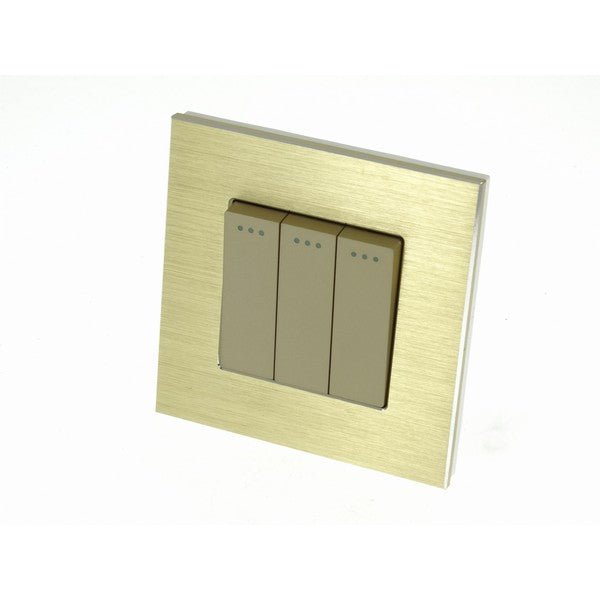 I LumoS Luxury Gold Brushed Aluminium Frame & Gold Insert Mechanical Rocker Wall Light Switches