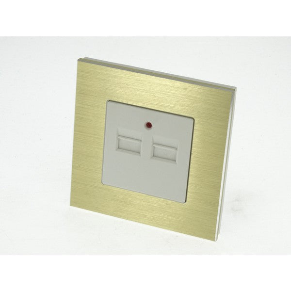 I LumoS Luxury Gold Brushed Aluminium Double 2.1A USB Single Socket Charger