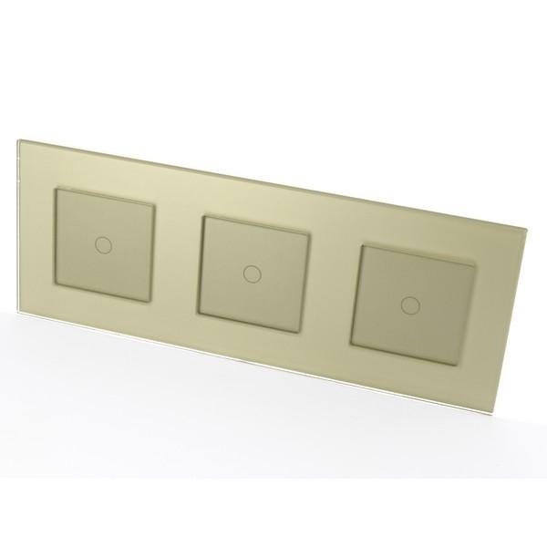 I LumoS Luxury Gold Glass Frame & Gold Insert LED WIFI RF Dimmer Touch Light Switches