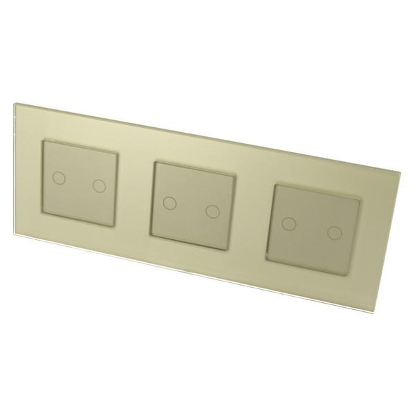 I LumoS Luxury Gold Glass Frame & Gold Insert LED Remote Dimmer Touch Light Switches