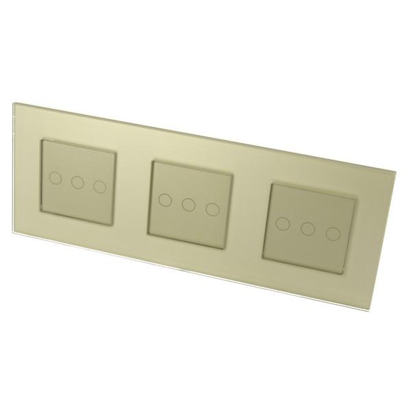 I LumoS Luxury Gold Glass Frame & Gold Insert LED Remote Dimmer Touch Light Switches