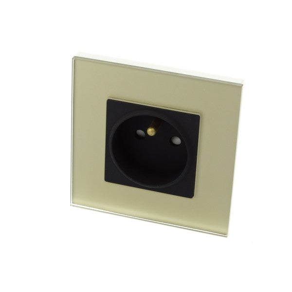 I LumoS Luxury Gold Glass Frame 16A French Plug Single Socket