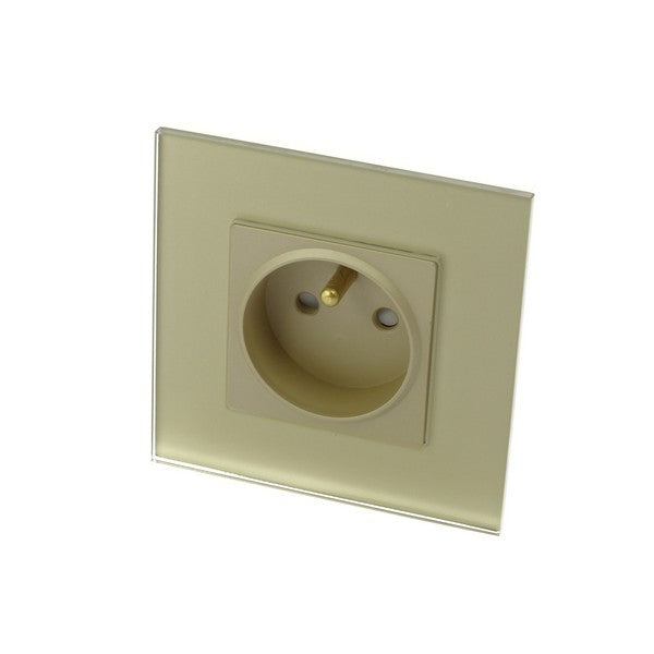 I LumoS Luxury Gold Glass Frame 16A French Plug Single Socket