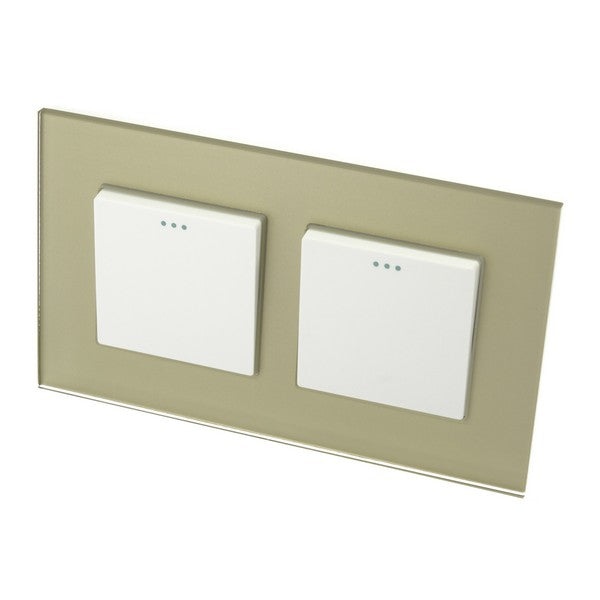 I LumoS Luxury Screwless Gold Glass Frame & White Insert Rocker Light Switches