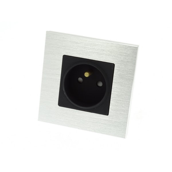 I LumoS Luxury Silver Brushed Aluminium Frame 16A French Single Socket