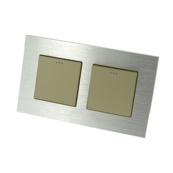 I LumoS Luxury Silver Brushed Aluminium Frame & Gold Insert Mechanical Rocker Wall Light Switches