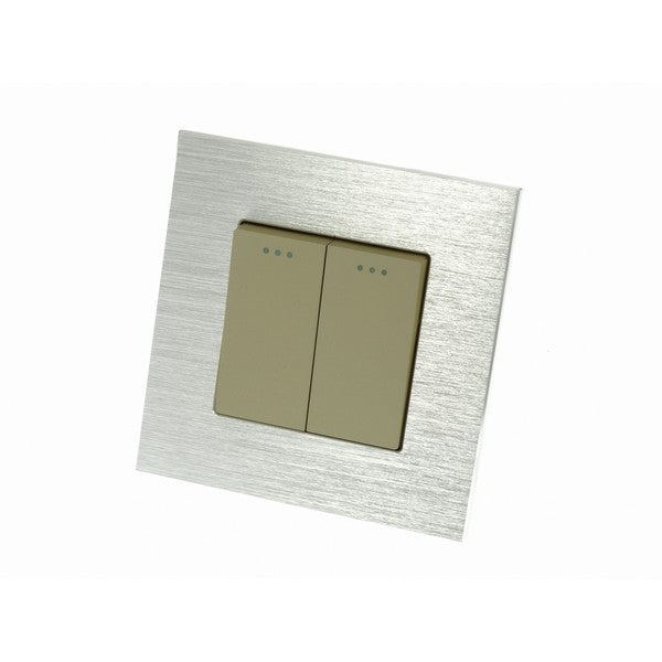 I LumoS Luxury Silver Brushed Aluminium Frame & Gold Insert Mechanical Rocker Wall Light Switches