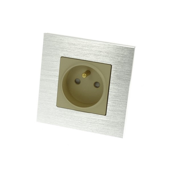 I LumoS Luxury Silver Brushed Aluminium Frame 16A French Single Socket