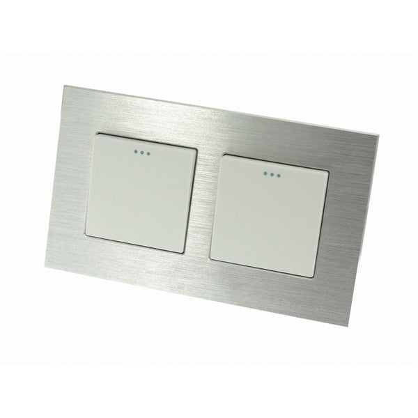 I LumoS Luxury Silver Brushed Aluminium Frame & White Insert Mechanical Rocker Wall Light Switches