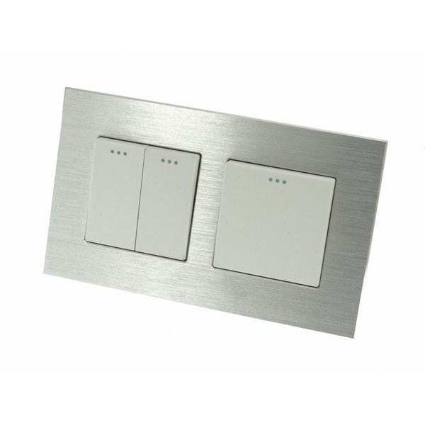 I LumoS Luxury Silver Brushed Aluminium Frame & White Insert Mechanical Rocker Wall Light Switches