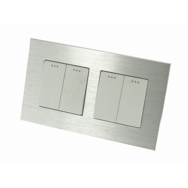 I LumoS Luxury Silver Brushed Aluminium Frame & White Insert Mechanical Rocker Wall Light Switches