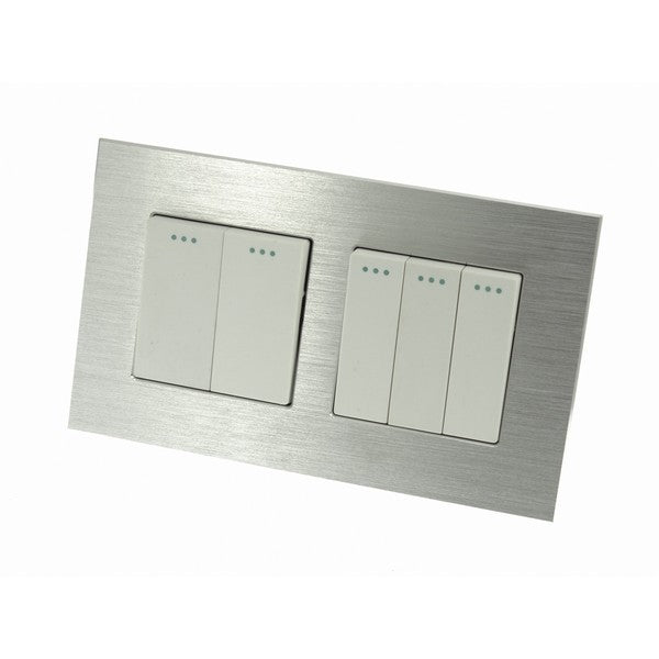 I LumoS Luxury Silver Brushed Aluminium Frame & White Insert Mechanical Rocker Wall Light Switches