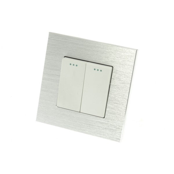 I LumoS Luxury Silver Brushed Aluminium Frame & White Insert Mechanical Rocker Wall Light Switches