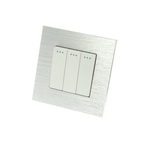 I LumoS Luxury Silver Brushed Aluminium Frame & White Insert Mechanical Rocker Wall Light Switches