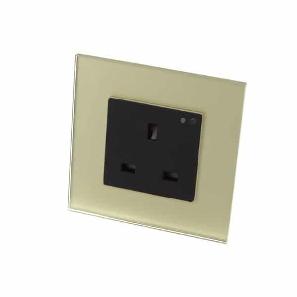 I LumoS Gold Glass Frame WIFI RF Switched UK 13A Single Socket