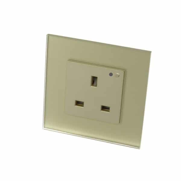 I LumoS Gold Glass Frame WIFI RF Switched UK 13A Single Socket