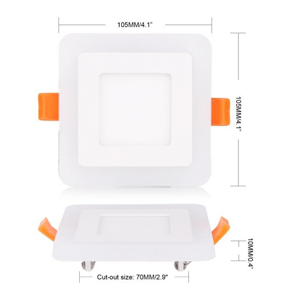 I LumoS Dual Colour LED 6 Watt Pure White Square Recessed Ceiling DownLight with Warm White