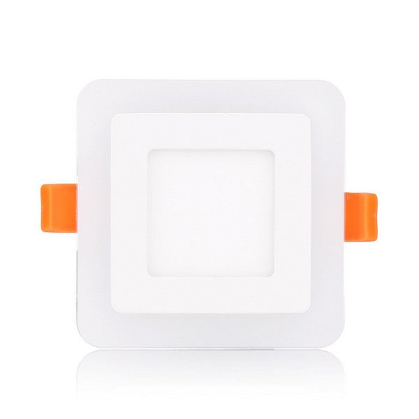 I LumoS Dual Colour LED 6 Watt Pure White Square Recessed Ceiling DownLight with Warm White