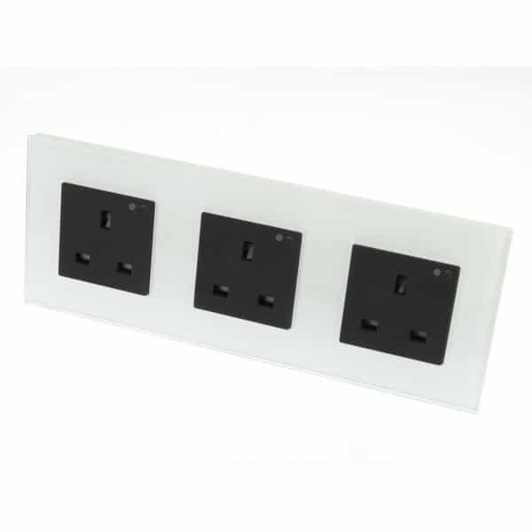 I LumoS PRO Smart Wi-Fi White Glass Frame Switched UK 13A Triple Socket