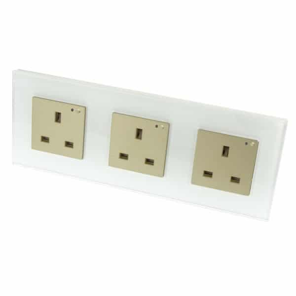 I LumoS PRO Smart Wi-Fi White Glass Frame Switched UK 13A Triple Socket