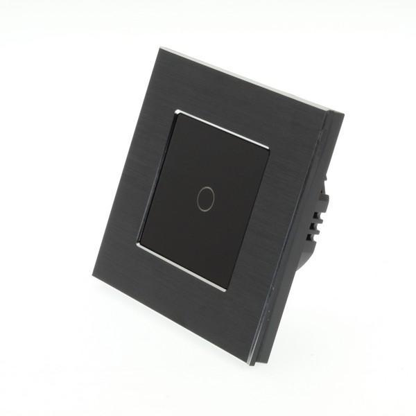 I LumoS Luxury Black Brushed Aluminium Frame & Black Insert LED WIFI RF On/Off Touch Light Switches