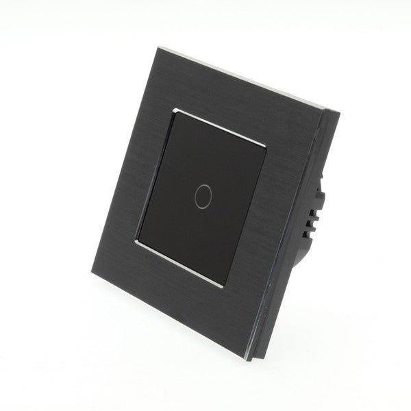 I LumoS Luxury Black Brushed Aluminium Frame & Black Insert LED On/Off Touch Light Switches