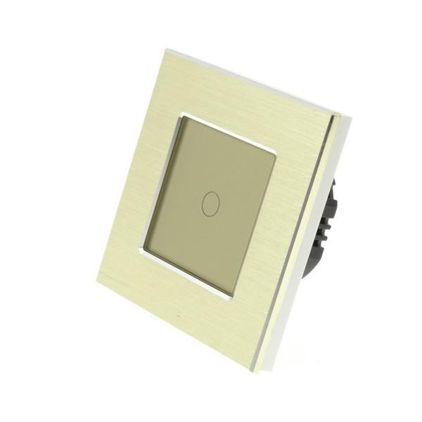 I LumoS Luxury Gold Brushed Aluminium Frame & Gold Insert LED Dimmer Touch Light Switches