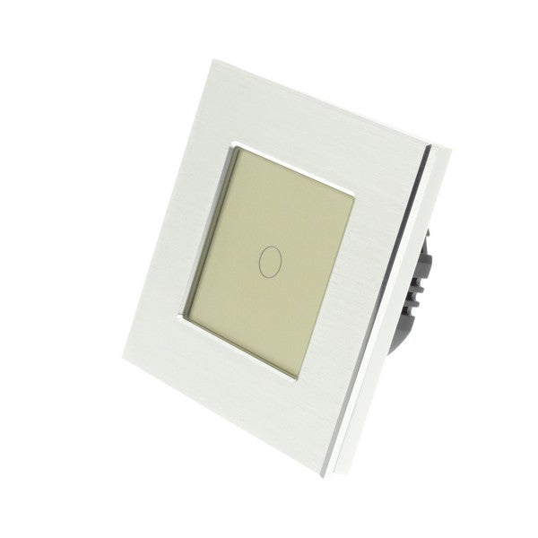 I LumoS Luxury Silver Brushed Aluminium Frame & Gold Insert LED On/Off Touch Light Switches