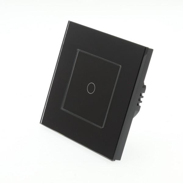 I LumoS Luxury Black Glass Frame & Black Insert LED WIFI RF On/Off Touch Light Switches