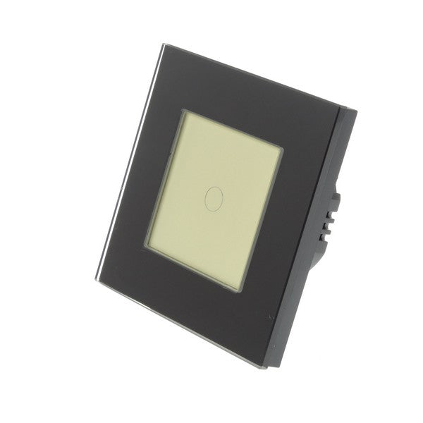 I LumoS Luxury Black Glass Frame & Gold Insert LED On/Off Touch Light Switches