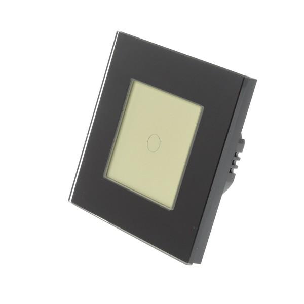 I LumoS Luxury Black Glass Frame & Gold Insert LED WIFI RF On/Off Touch Light Switches