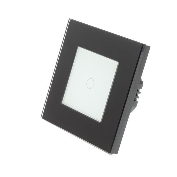 I LumoS Luxury Black Glass Frame & White Insert LED WIFI RF On/Off Touch Light Switches