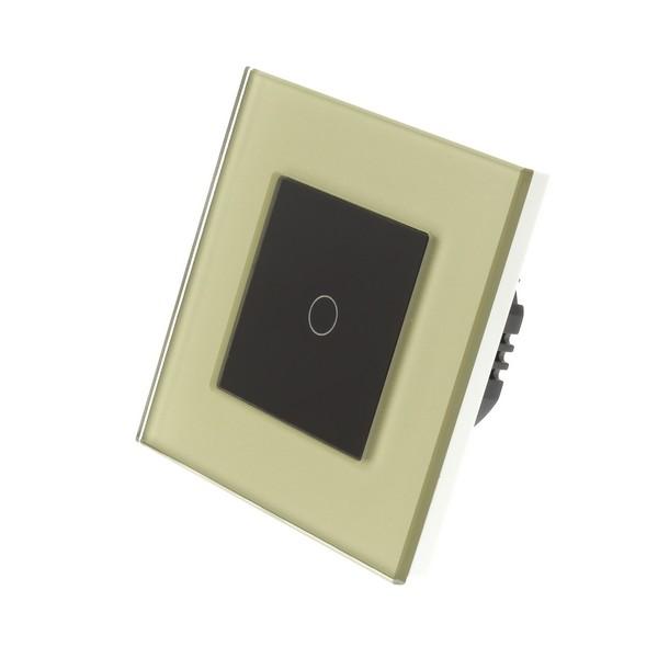 I LumoS Luxury Gold Glass Frame & Black Insert LED Remote On/Off Touch Light Switches