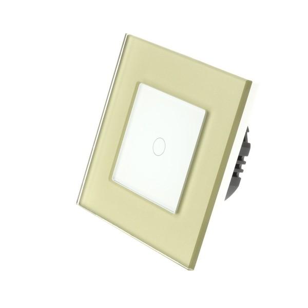 I LumoS Luxury Gold Glass Frame & White Insert LED WIFI RF On/Off Touch Light Switches