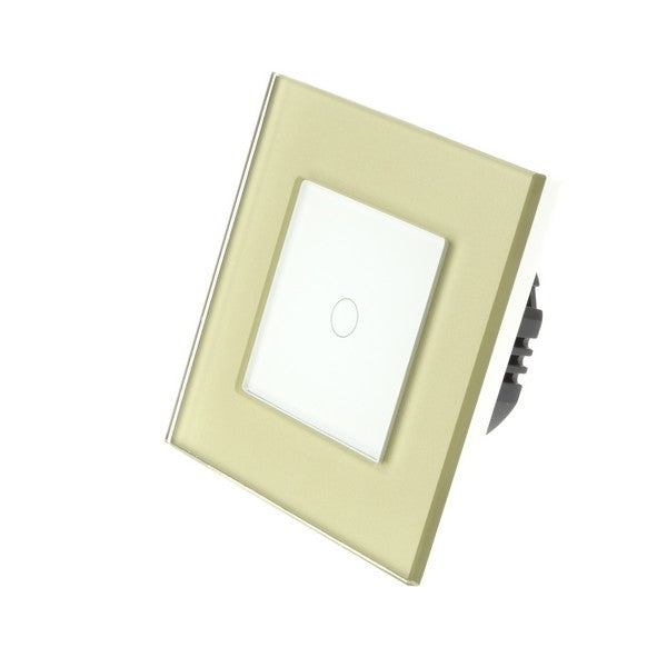 I LumoS Luxury Gold Glass Frame & White Insert LED On/Off Touch Light Switches