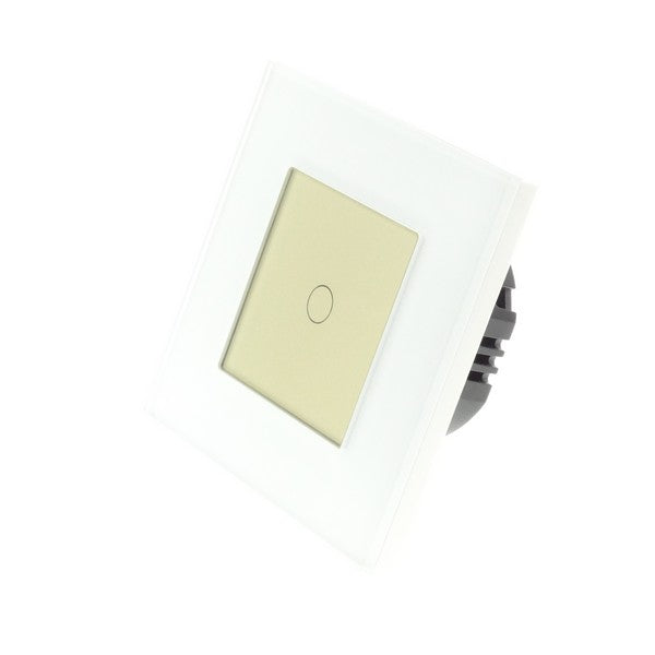 Spare I LumoS Single White Glass Frame with Gold Insert Fascia