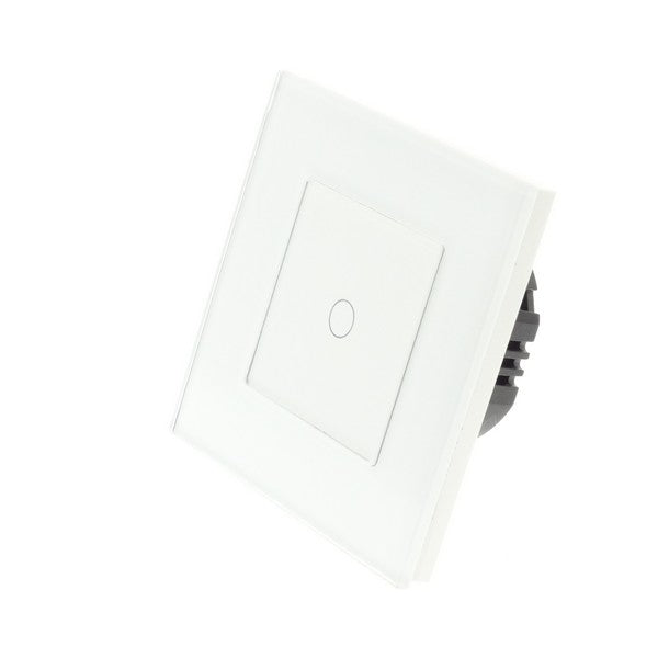 I LumoS Luxury White Glass Frame & White Insert LED On/Off Touch Light Switches