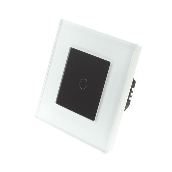 I LumoS Luxury White Glass Frame & Black Insert LED WIFI RF On/Off Touch Light Switches