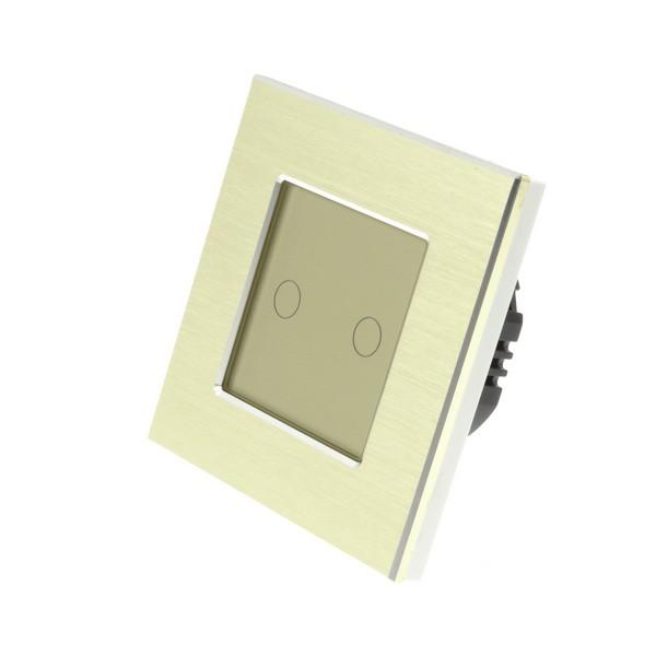 I LumoS Luxury Gold Brushed Aluminium Frame & Gold Insert LED Dimmer Touch Light Switches