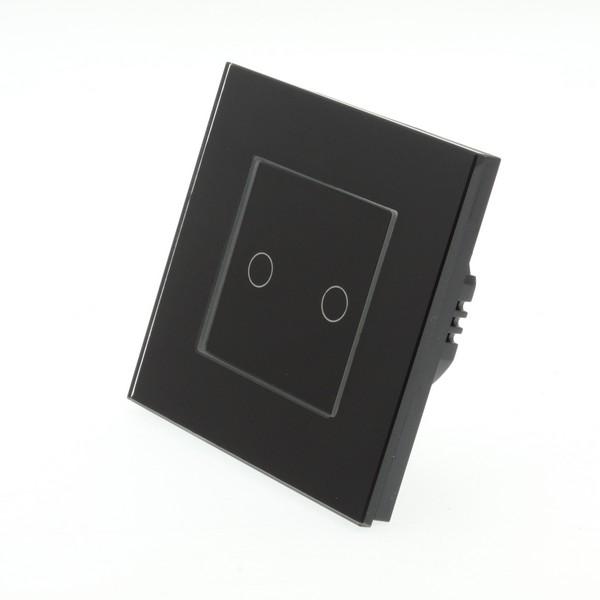 I LumoS Luxury Black Glass Frame & Black Insert Wirefree RF Touch  Light Switches