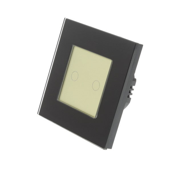 I LumoS Luxury Black Glass Frame & Gold Insert LED On/Off Touch Light Switches