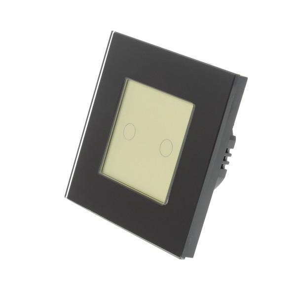 I LumoS PRO Black Glass Frame & Gold Insert LED Smart Wi-Fi On/Off Touch Light Switches